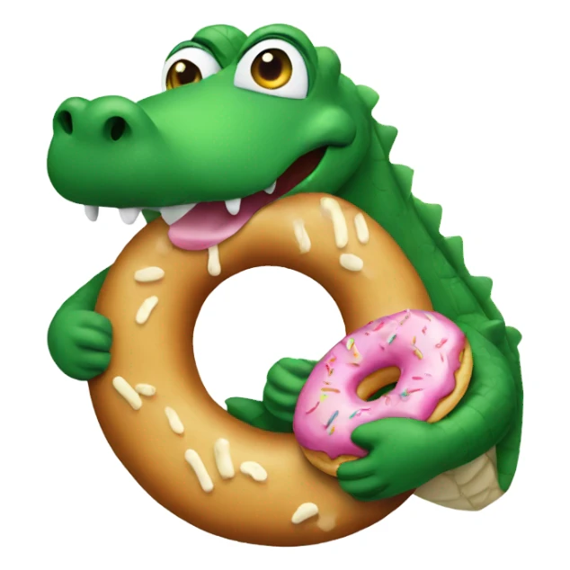 Alligator eating a donut sticker