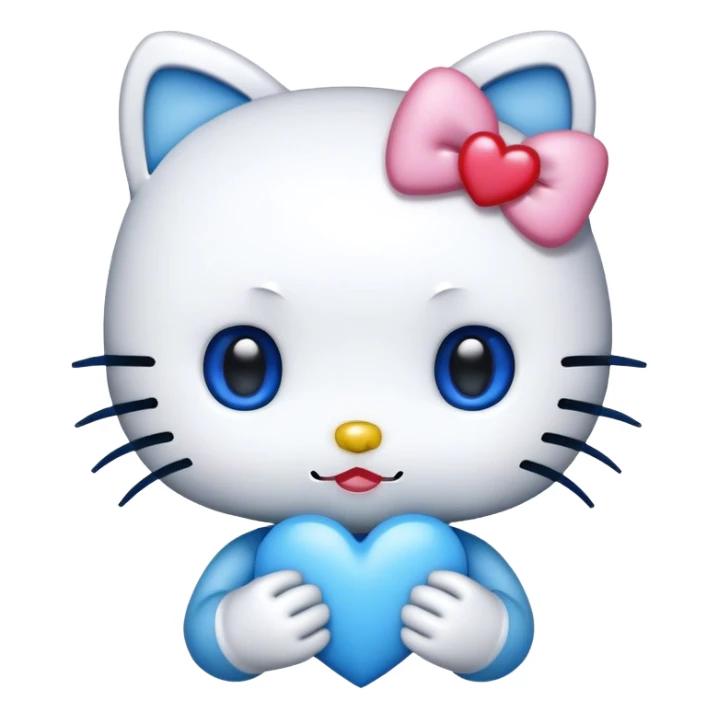 Hello kitty with a blue heart sticker