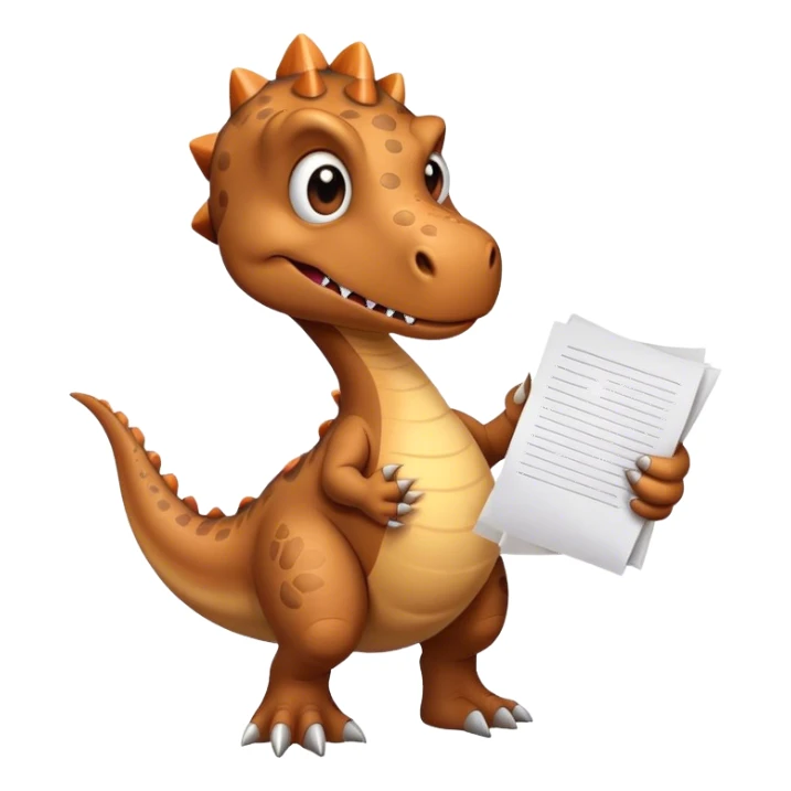dinosaur hand holding papers sticker