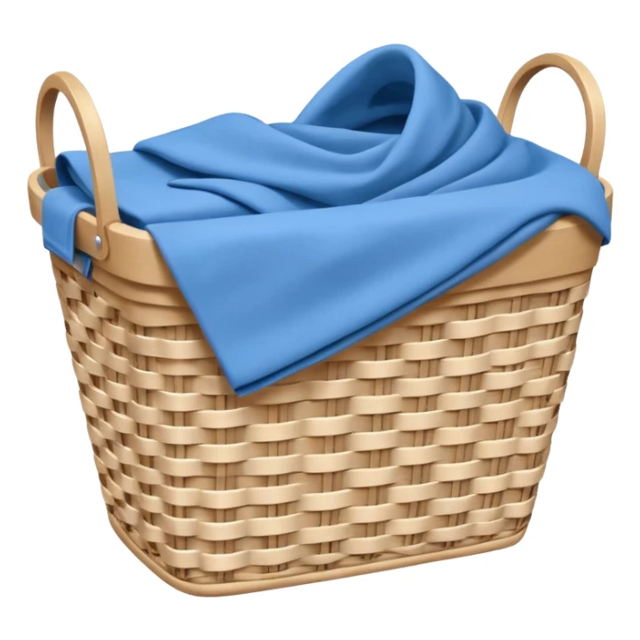 white LAUNDRY BASKET WITH FOLDED blue CLOTHES sticker