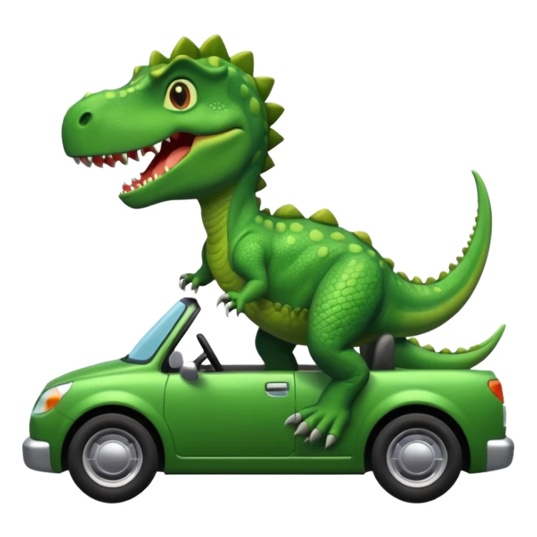 dinosaur riding a car sticker