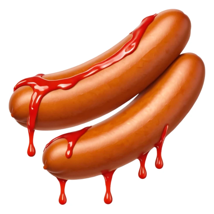A sausage that squirts sauce from top sticker