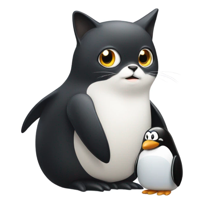 Cat and penguin  sticker