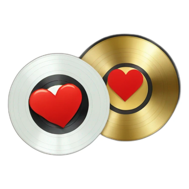 Vinyl record with a red heart  sticker