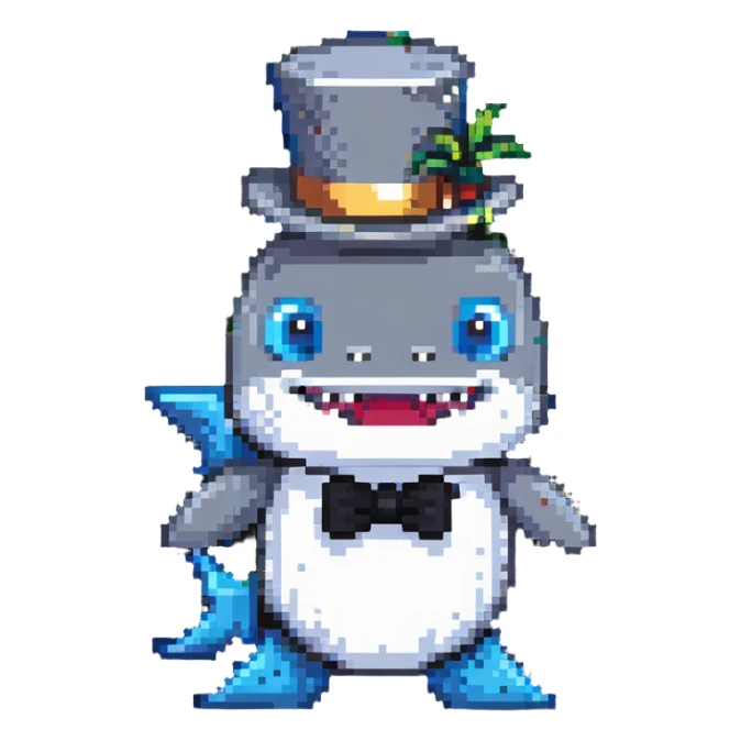 shark with a top hat sticker