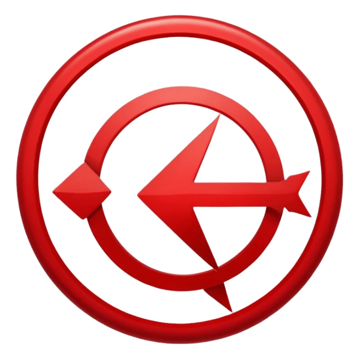 Red hollow circle with a tilted arrow going through it sticker