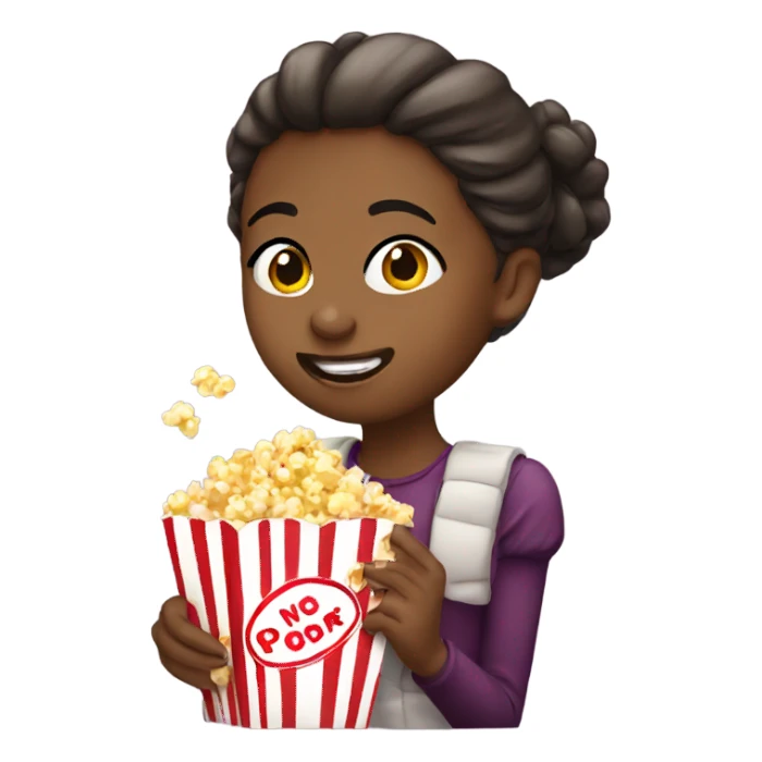 Girl eating popcorn  sticker