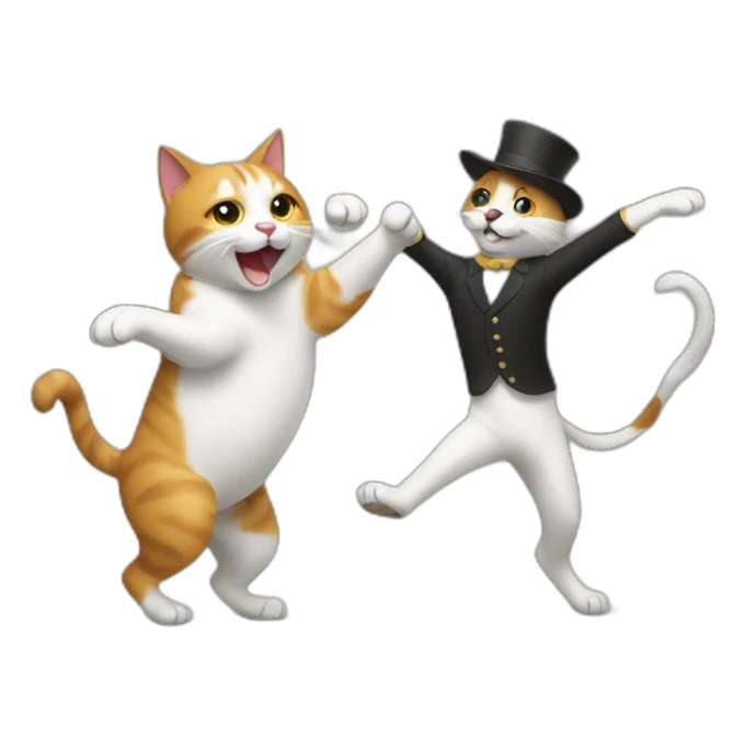 Dancing cat with dog sticker