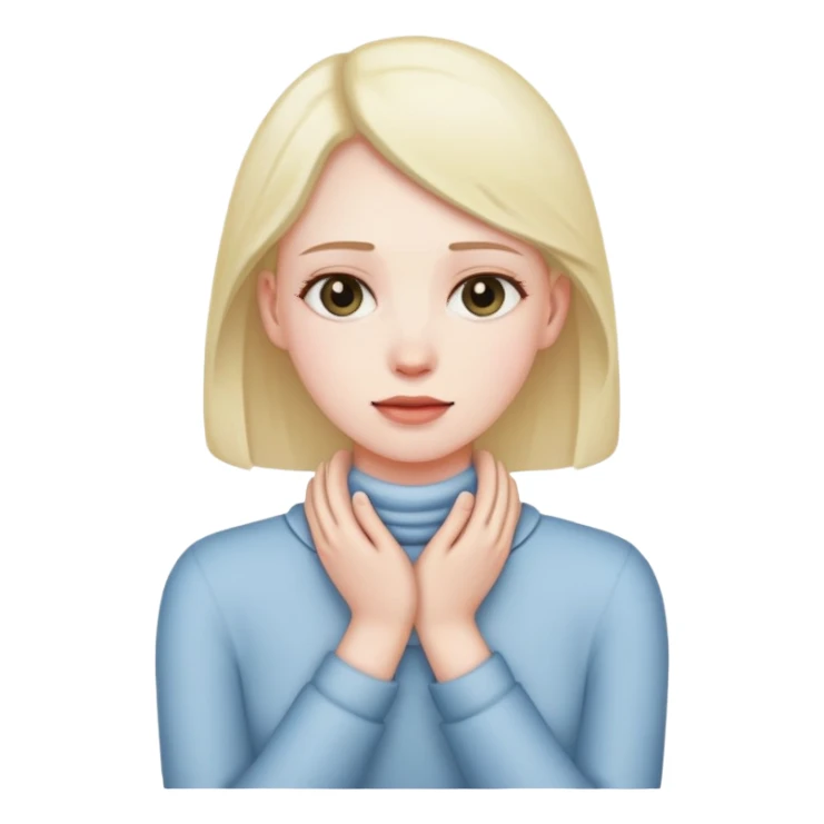 person holding hands around their neck sticker