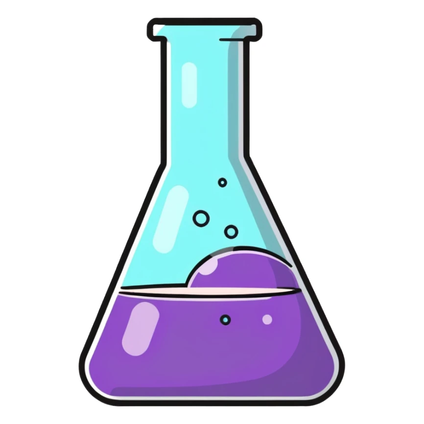 laboratory flask with bubbling chemicals sticker
