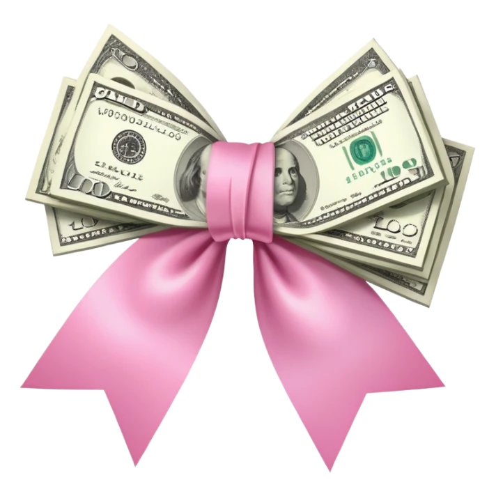 Money with pink bow sticker