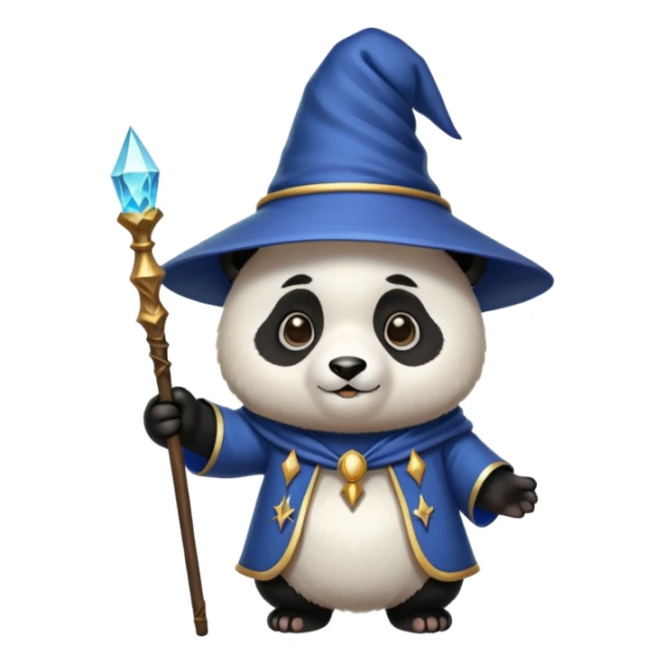 Panda wizard with magic wand and wizard hat sticker