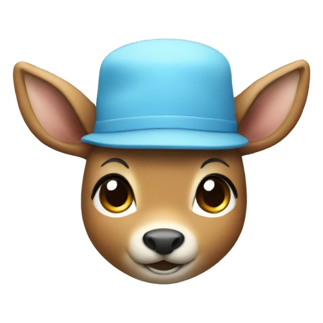 Small deer with light blue hat smiling sticker