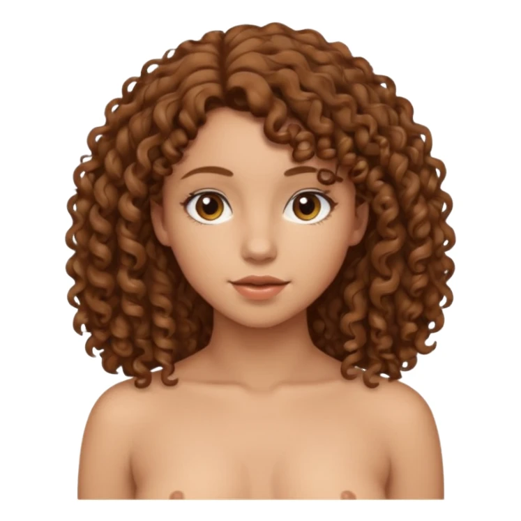 Голая женщина 18 лет, с коричневыми кудрявыми волосами и средним размером груди sticker