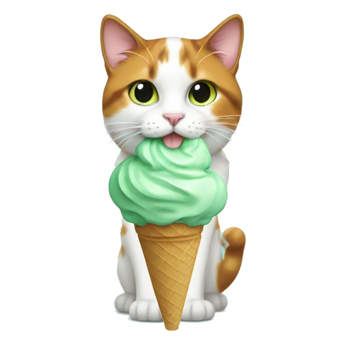 calico cat with mint green icecream  sticker