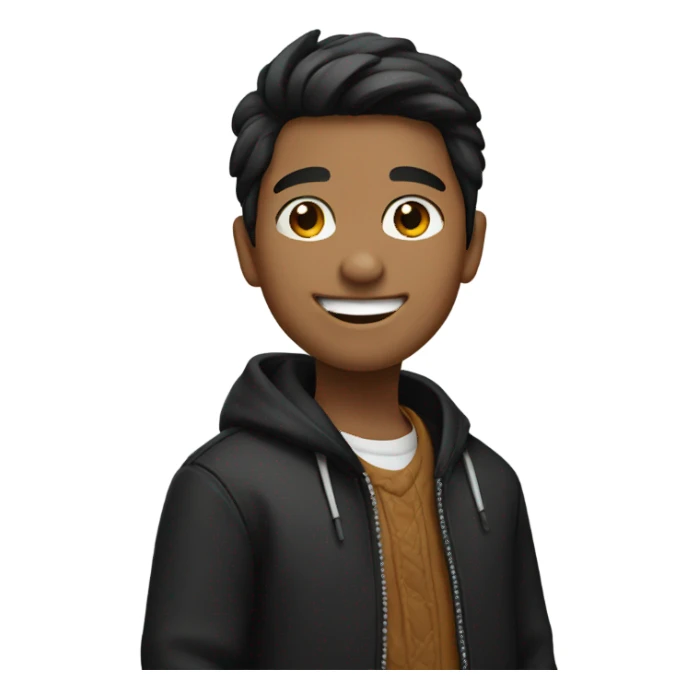 Native smiling boy in black jacket sticker