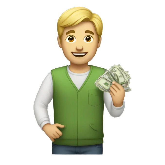 man with money sticker