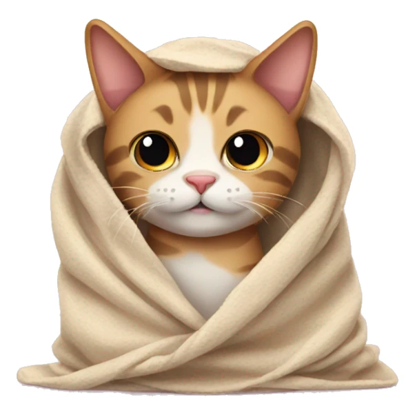 Cat wrapped in a blanket sticker