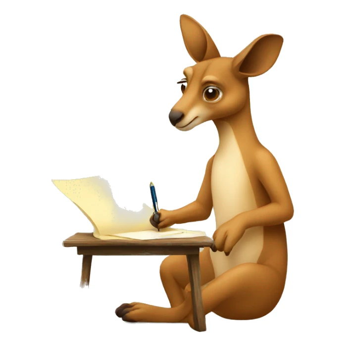 kangaroo writing an essay on paper sticker