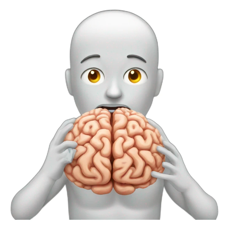 human eating a brain sticker