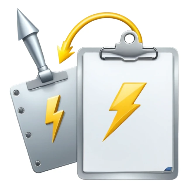 gear with checkmark and lightning bolt with clipboard sticker