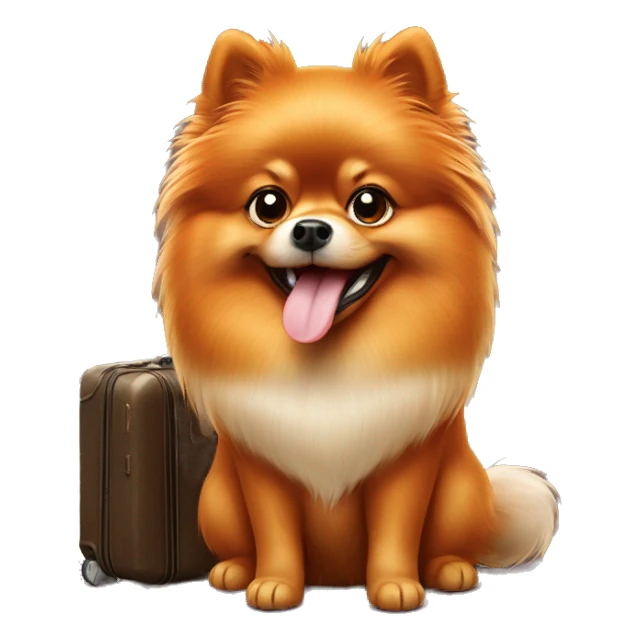 Orang Pomeranian spitz with suitcase sticker