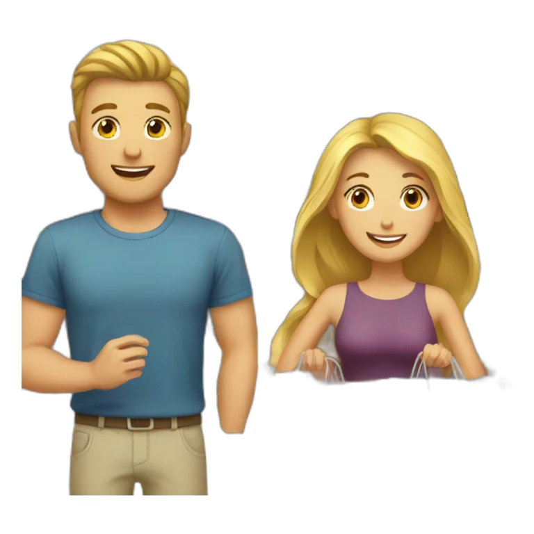 white couple shopping together sticker