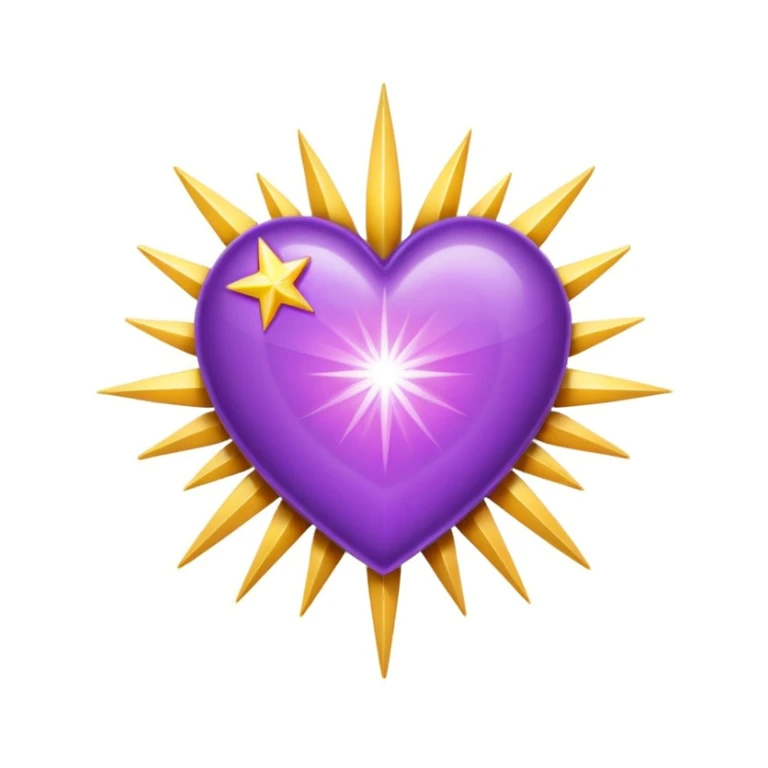 purple heart with a starburst effect sticker