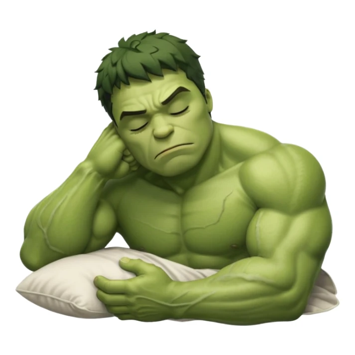 Incredible hulk sleeping lying down eyes closed sticker