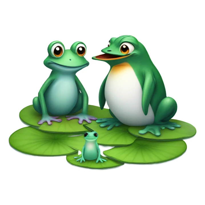 frogs and penguin  sticker