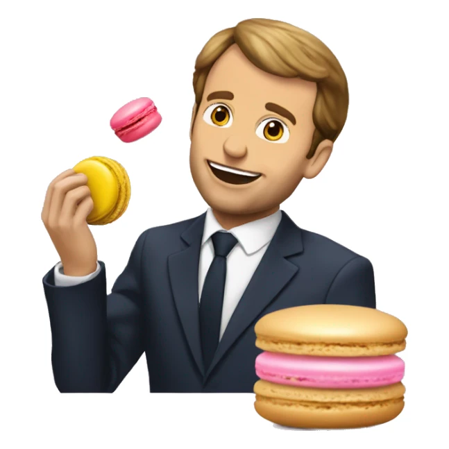 Macron qui mange un macaron sticker