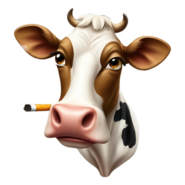 Cow smoking a cigarette  sticker