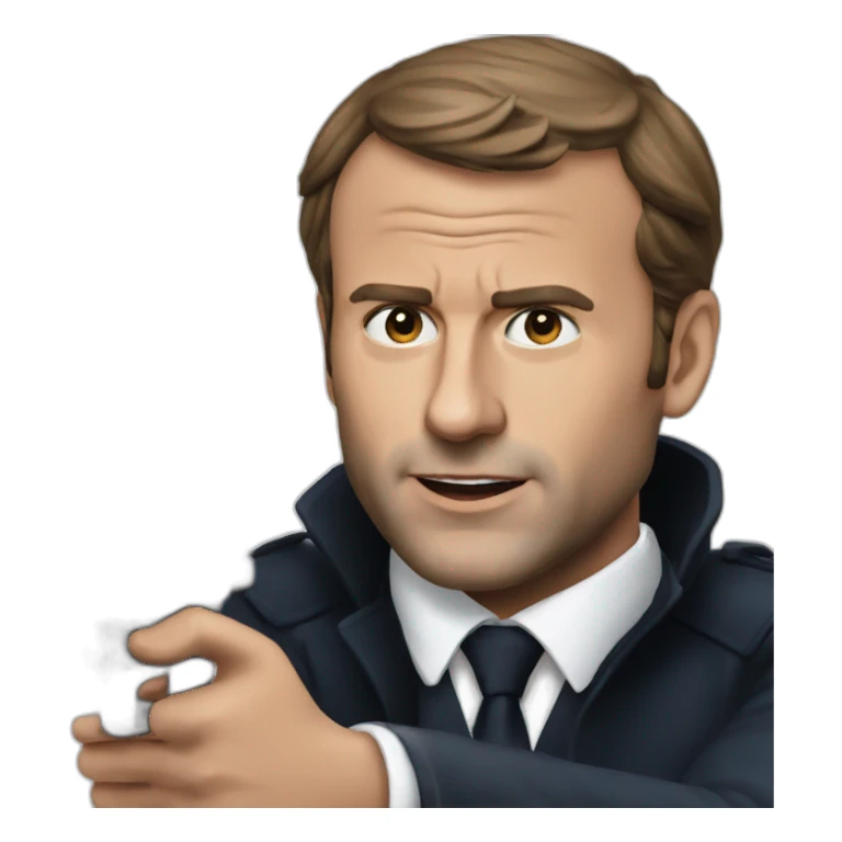 Realistic macron who is shooting sticker