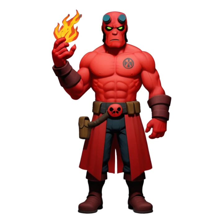 cinematic realistic superhero Hellboy by Mike Mignola sticker