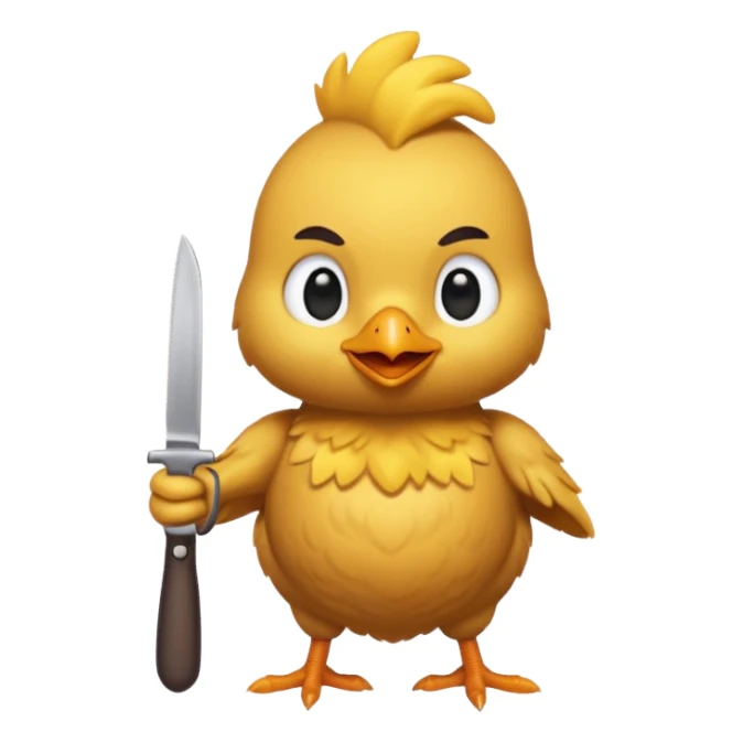 little chicken holding knive sticker