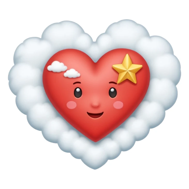 heart with a star and cloud motif sticker