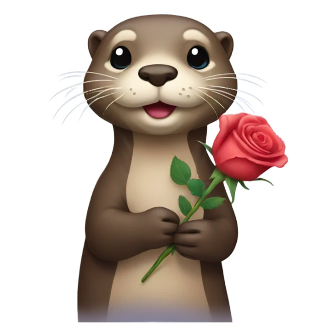Otter holding a rose sticker