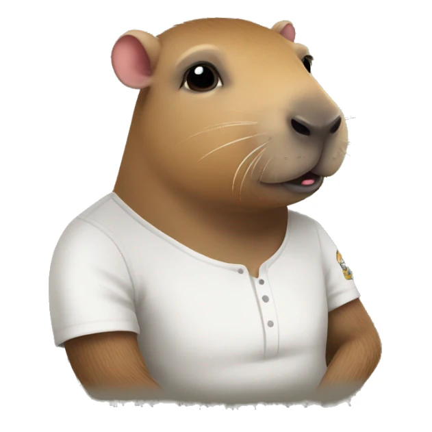 capybara with arm tattoo and a buzzcut sticker