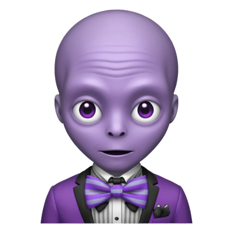 Purple alien with striped bowtie sticker