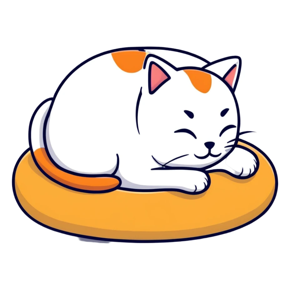 cozy cat sleeping on a soft cushion sticker