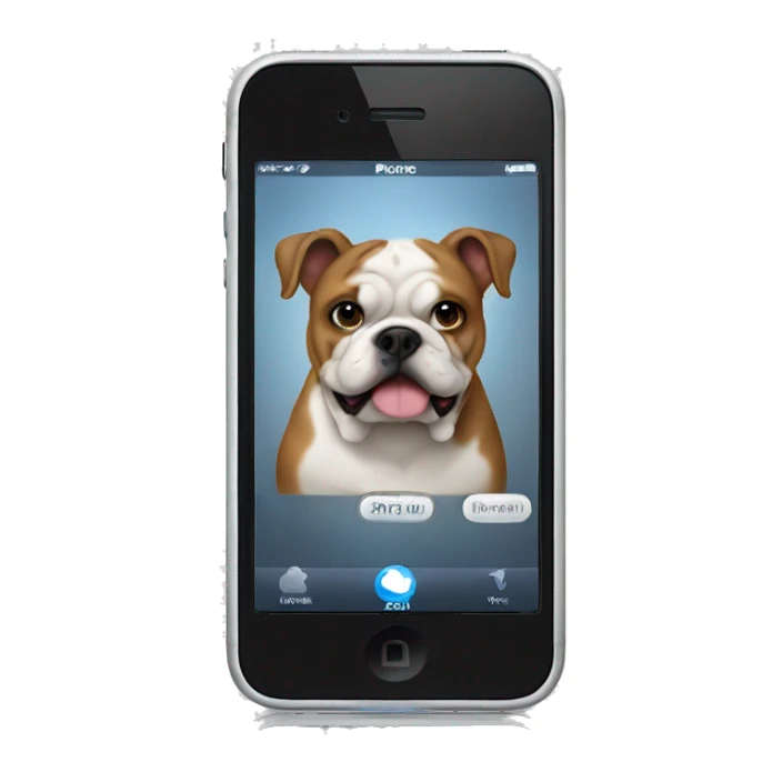 iPhone with a bull dog on its screen. sticker