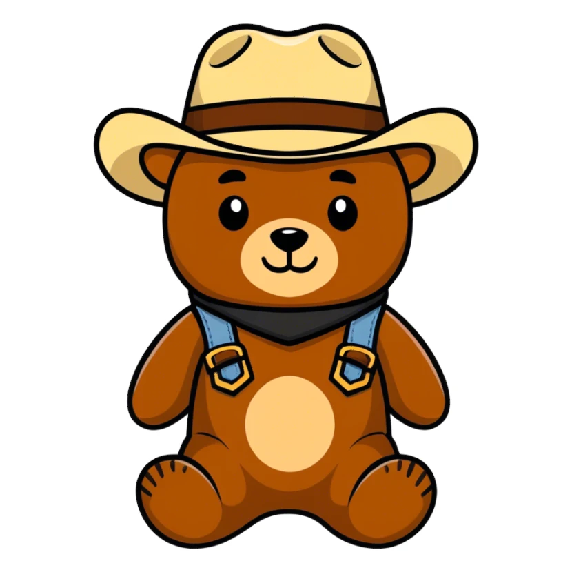 Teddy bear with cowboy hat sticker