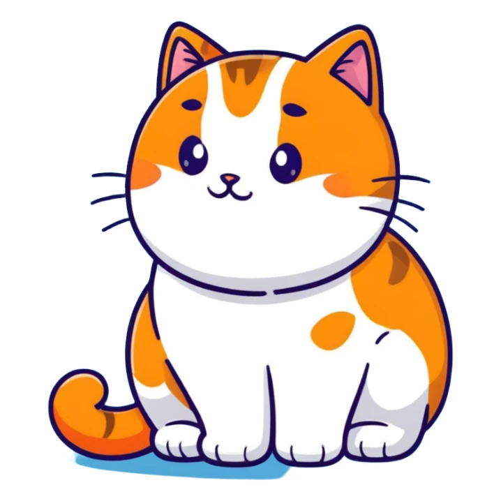 adorable plump orange cat, complete body sticker