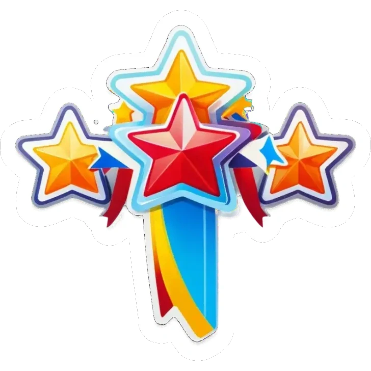 celebration with big five stars in row sticker