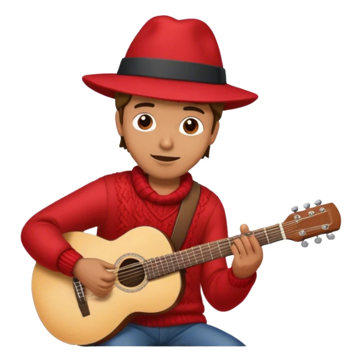 guy playing the guitar with an red wool hat sticker