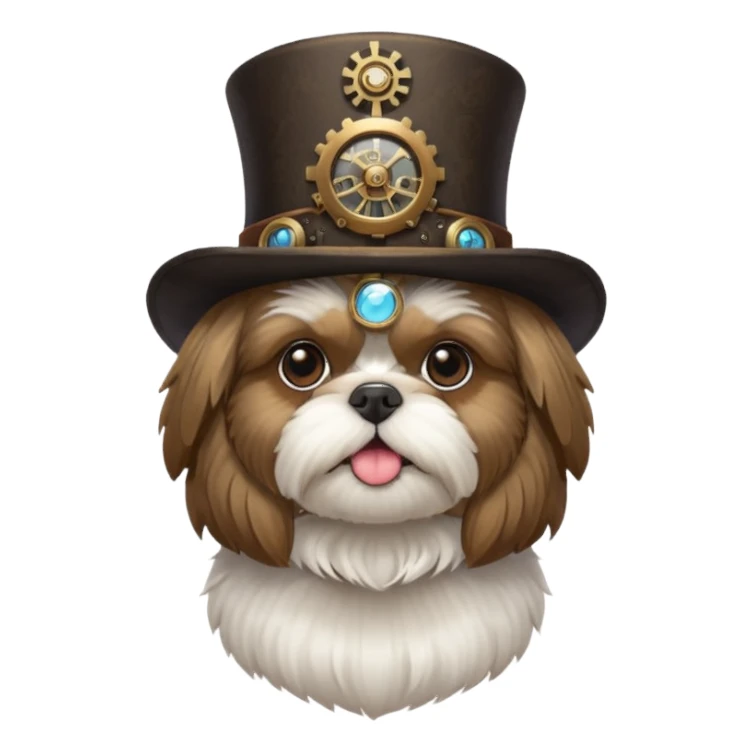 Shitzu with steampunk top hat sticker