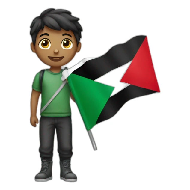 Boy holding Palestine flag  sticker