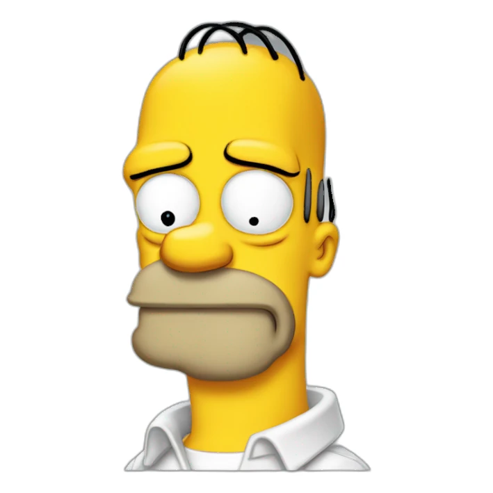 Homer Simpson with a red moustache sticker