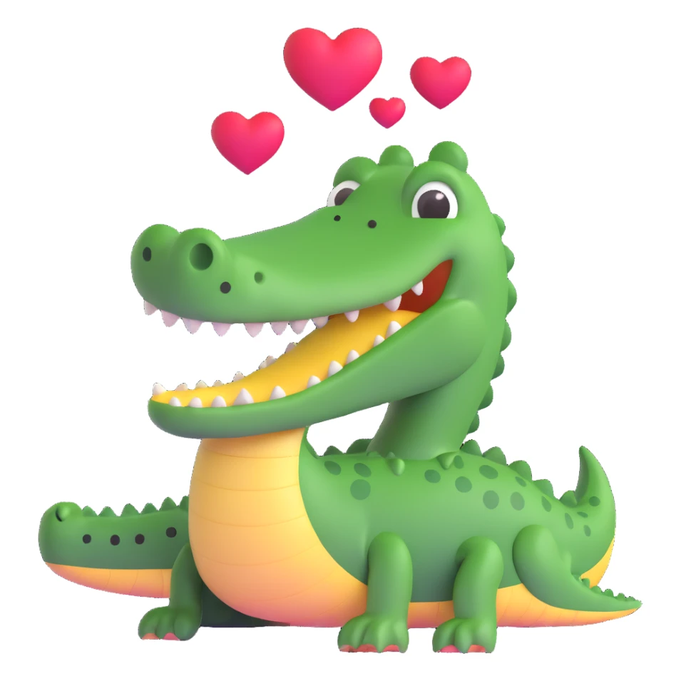 love-struck crocodile with hearts sticker