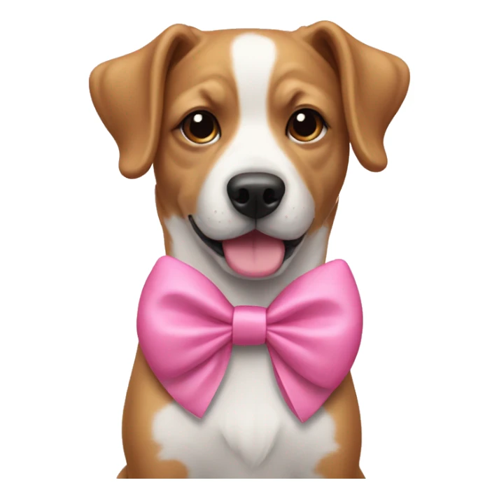 Dog wearing a pink bow sticker